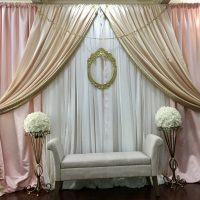 Blush and gold backdrop by Designer Weddings