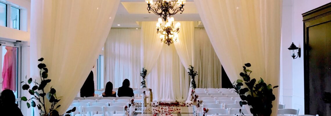 Indoor Wedding ceremony archway by Designer Weddings Victoria